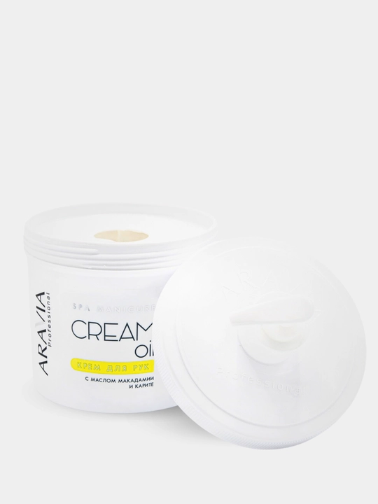 Quruq qo'l terisini namlash va oziqlantirish uchun krem Cream Oil, Aravia, 550 ml