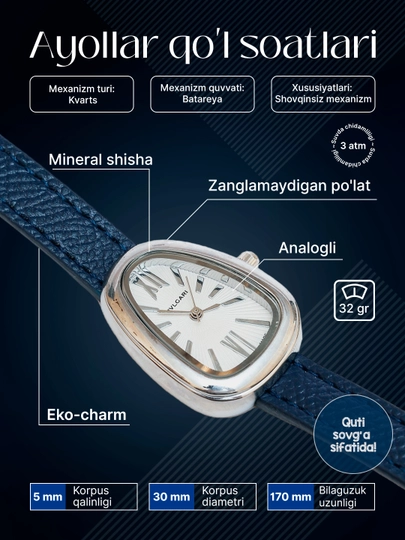 Женские наручные часы, кварцевый механизм - WATCHHOUSE — WATCHHS-15SOAT-ИНДИГО