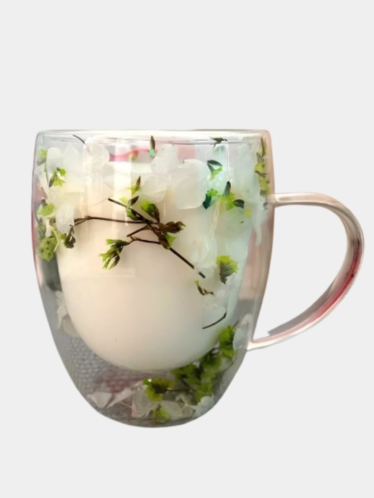 Shisha krujka, ikki devorli va gulli, 250, 350 ml
