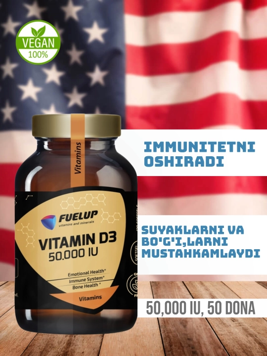Vitamin D3 4000 iu va 50000 iu shisha qadoqda - 