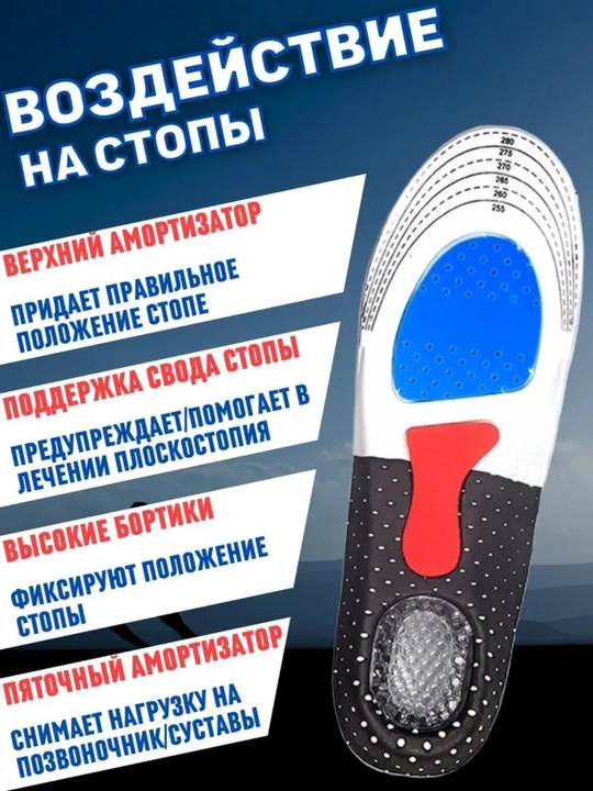 Стельки ортопедические для обуви, универсальные, спортивные с амортизирующей пяткой