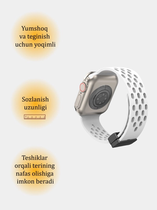 Спортивный силиконовый ремешок, на магнитной основе, для Apple Watch 42, 44, 45, 49 мм - 