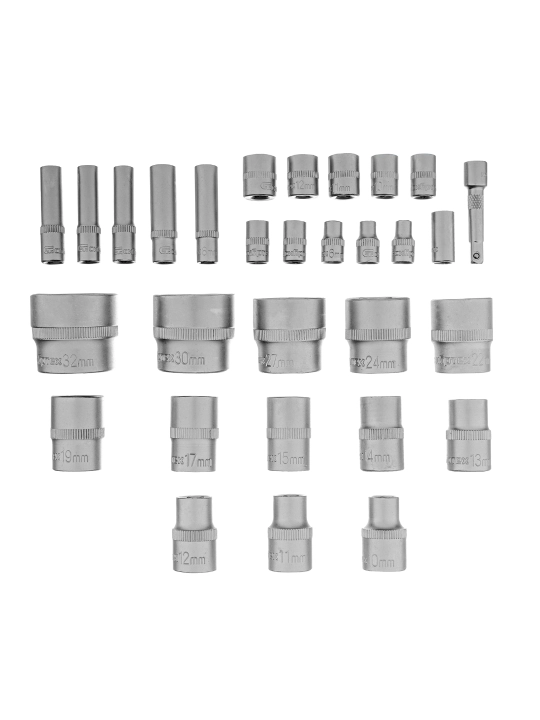Набор инструментов СИБРТЕХ, 1/2", 1/4", кейс, 76 предметов, 13394