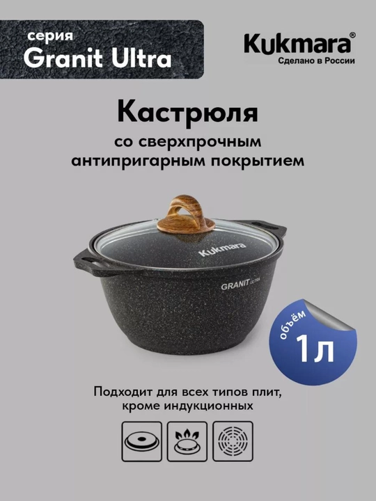 Kukmara Granit Ultra Blue qozon – uslubli va mustahkam, qopqog‘i bilan birga