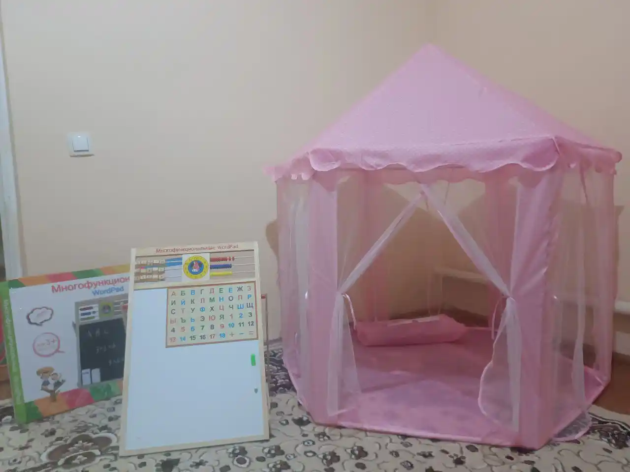 Bo'r va marker bilan chizish uchun magnit doska NikaKids, ikki tomonlama, bolalar uchun