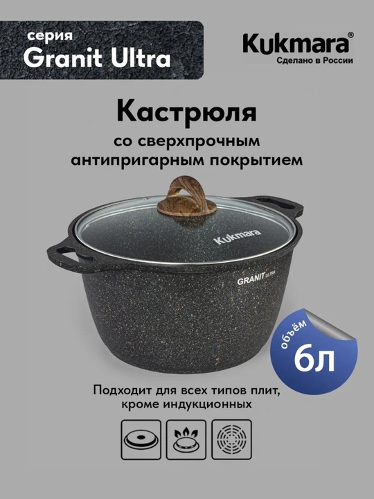 Kukmara Granit Ultra Blue qozon – uslubli va mustahkam, qopqog‘i bilan birga