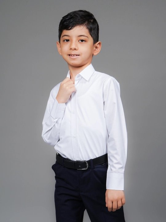 Рубашка для мальчика Slim Fit с длинным рукавом, школьная форма, 7-14 лет