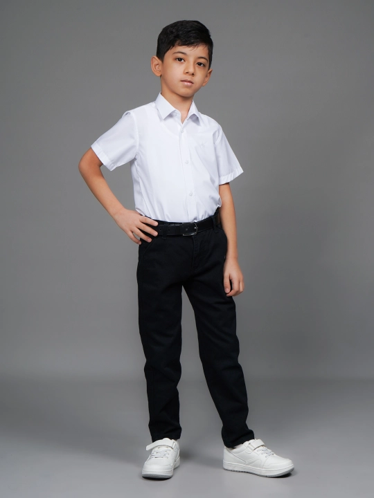 Рубашка для мальчика Slim Fit с длинным рукавом, школьная форма, 7-14 лет