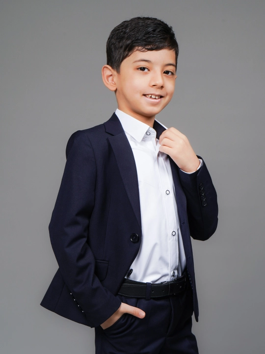 Рубашка для мальчика Slim Fit с длинным рукавом, школьная форма, 7-14 лет