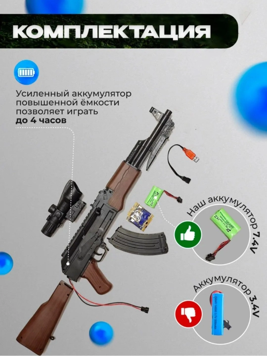 Игрушка для детей автомат Калашникова, АК-47 - 