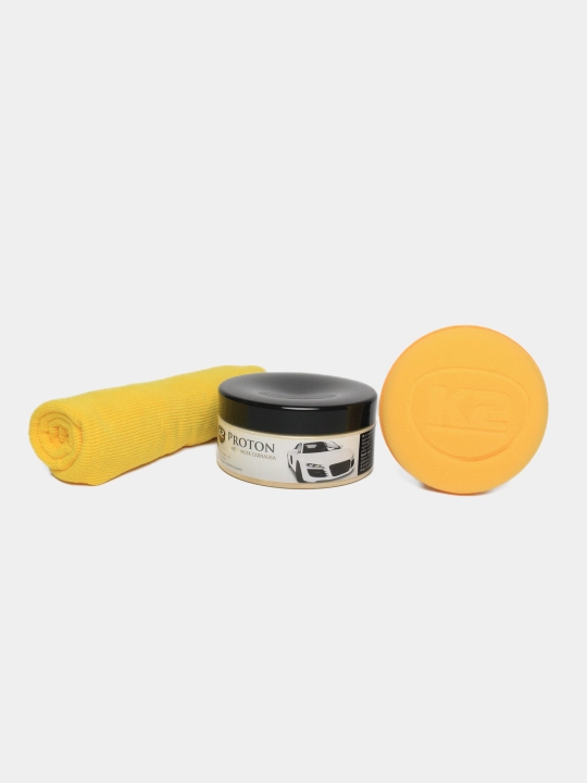 Qattiq karnauba mumi jilosi, aplikator va mikrofiber kiritilgan, K2 PROTON