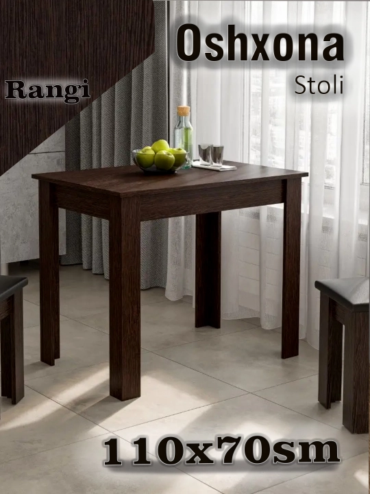 Oshxona stoli ovqatlanish uchun, universal, 110x70 sm, balandligi 76 sm - 