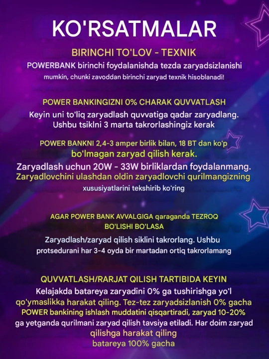 Power Bank tez zaryadlovchi bilan 10000, 20000, 30000 arzon pover bank tashqi akkumulyator