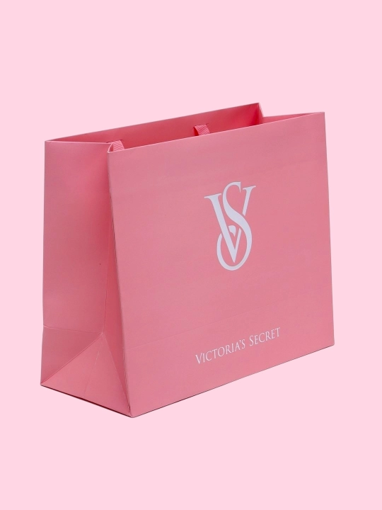 Подарочный пакет Victoria's Secret, с логотипом серебреного цвета - 