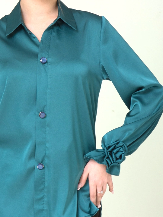 Шелковая рубашка, с розами, больших размеров, DEGO, 44-S  58-5XL
