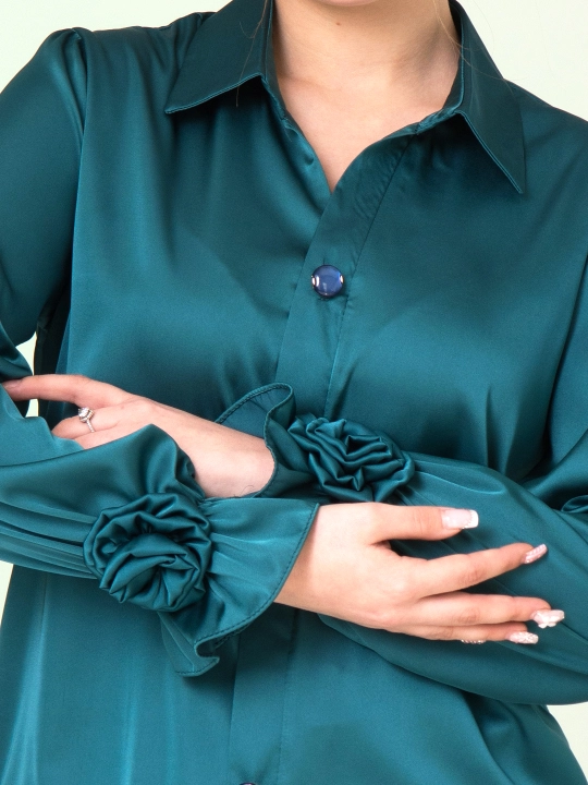 Шелковая рубашка, с розами, больших размеров, DEGO, 44-S  58-5XL