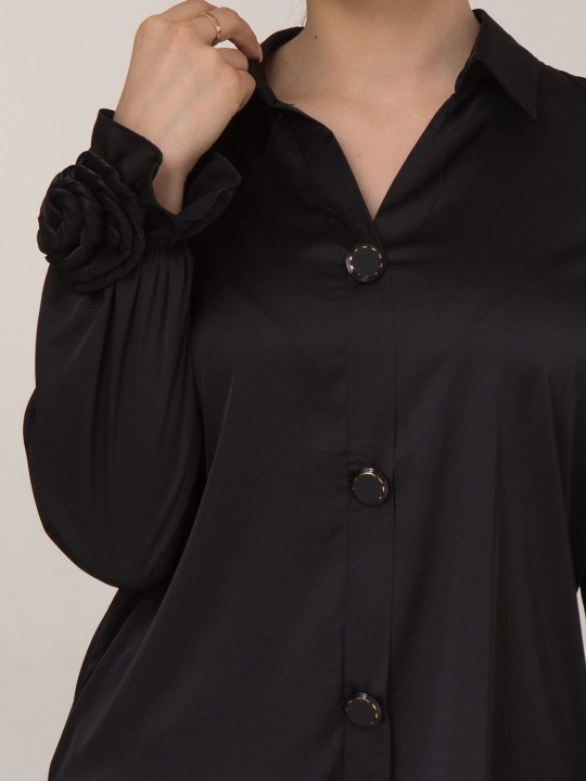 Шелковая рубашка, с розами, больших размеров, DEGO, 44-S  58-5XL