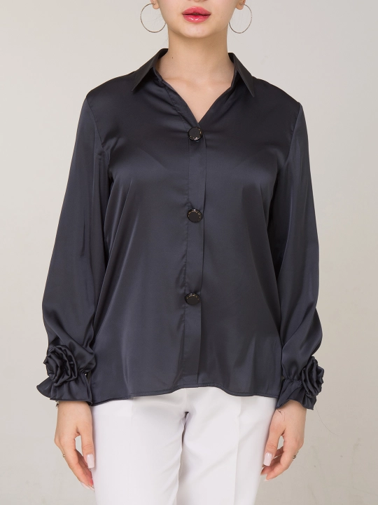 Шелковая рубашка, с розами, больших размеров, DEGO, 44-S  58-5XL