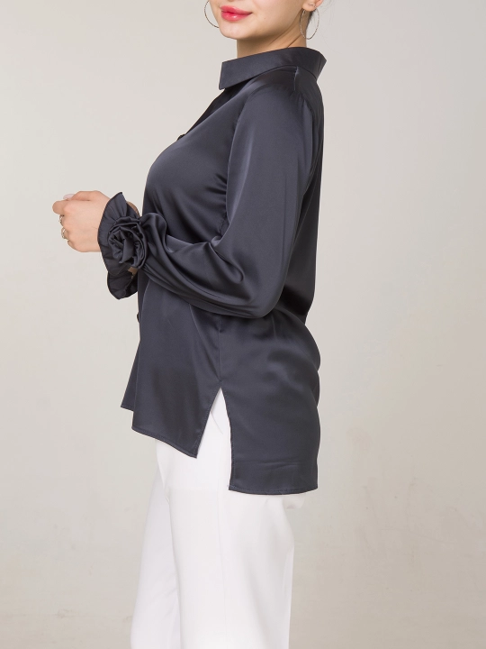 Шелковая рубашка, с розами, больших размеров, DEGO, 44-S  58-5XL