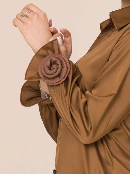 Шелковая рубашка, с розами, больших размеров, DEGO, 44-S  58-5XL