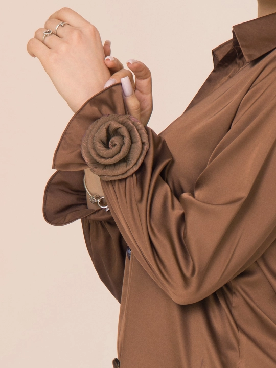 Шелковая рубашка, с розами, больших размеров, DEGO, 44-S  58-5XL