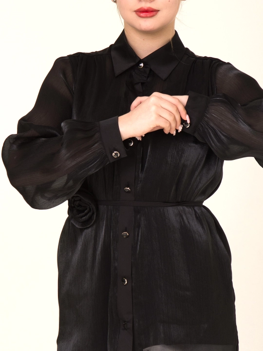 Рубашка DEGO, с цветочным декором, 44-S, 58-5XL
