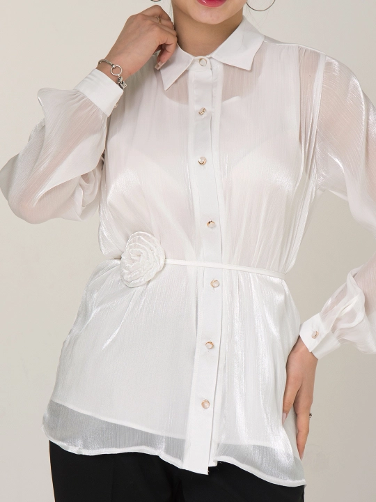 Рубашка DEGO, с цветочным декором, 44-S, 58-5XL