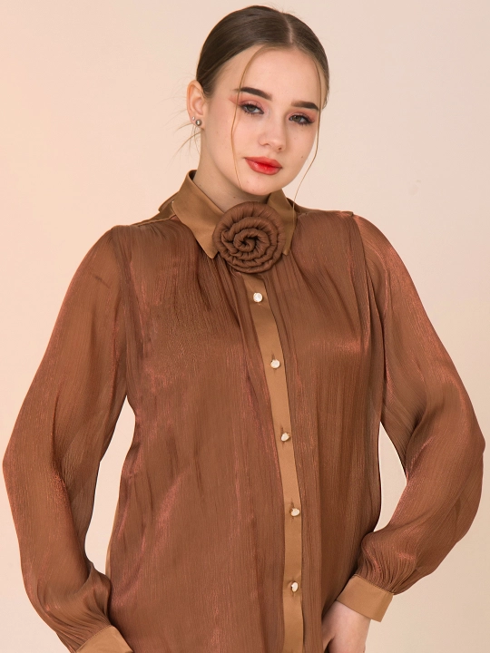 Рубашка DEGO, с цветочным декором, 44-S, 58-5XL