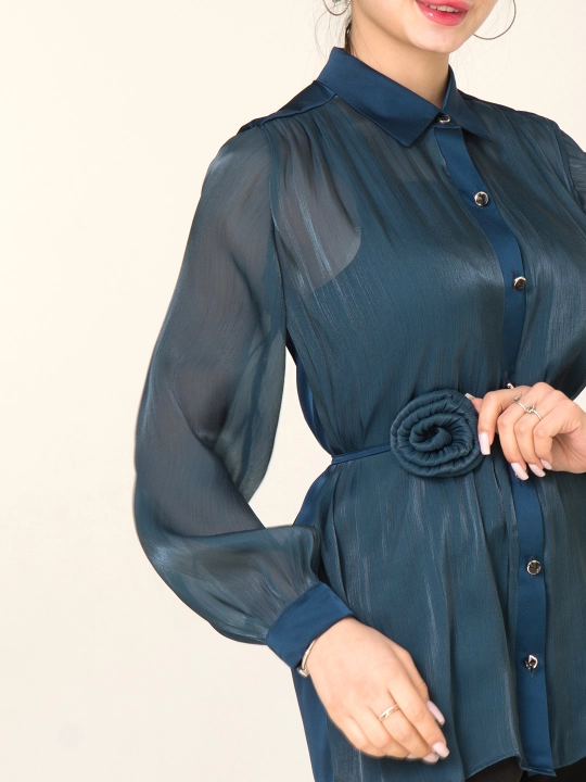 Рубашка DEGO, с цветочным декором, 44-S, 58-5XL