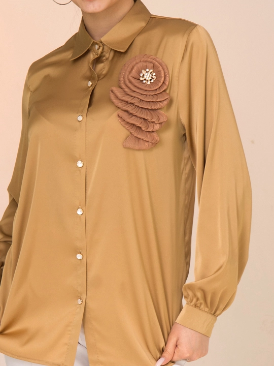 Женская рубашка, c цветочным декором, больших размеров, DEGO, 46-M, 58-5XL