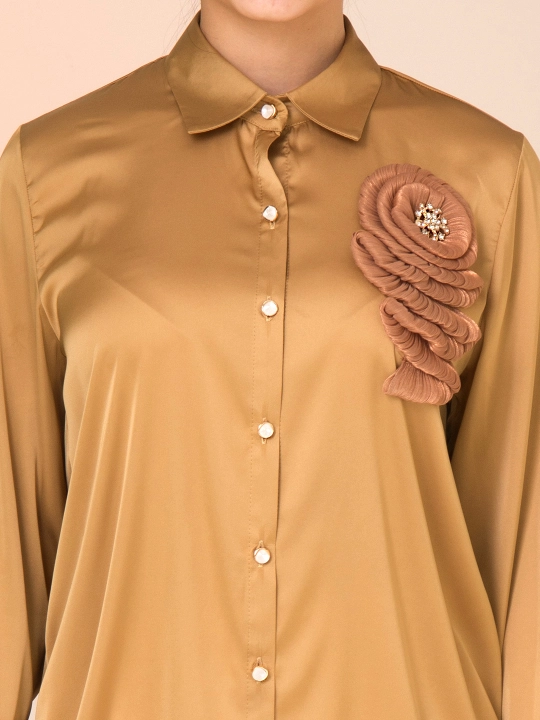 Женская рубашка, c цветочным декором, больших размеров, DEGO, 46-M, 58-5XL