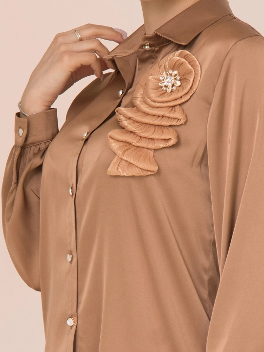 Женская рубашка, c цветочным декором, больших размеров, DEGO, 46-M, 58-5XL