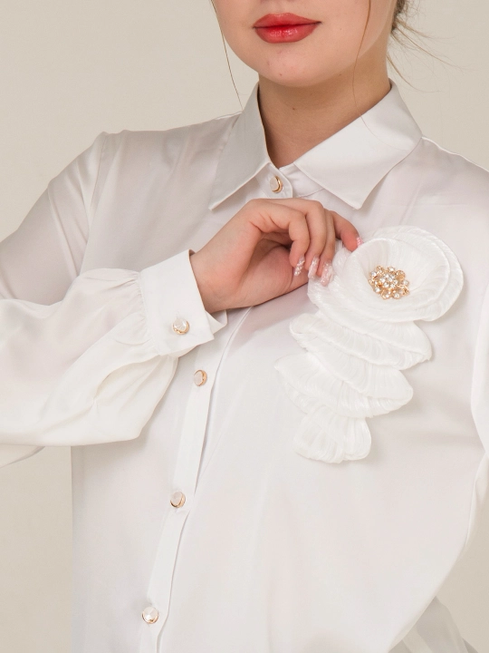 Женская рубашка, c цветочным декором, больших размеров, DEGO, 46-M, 58-5XL