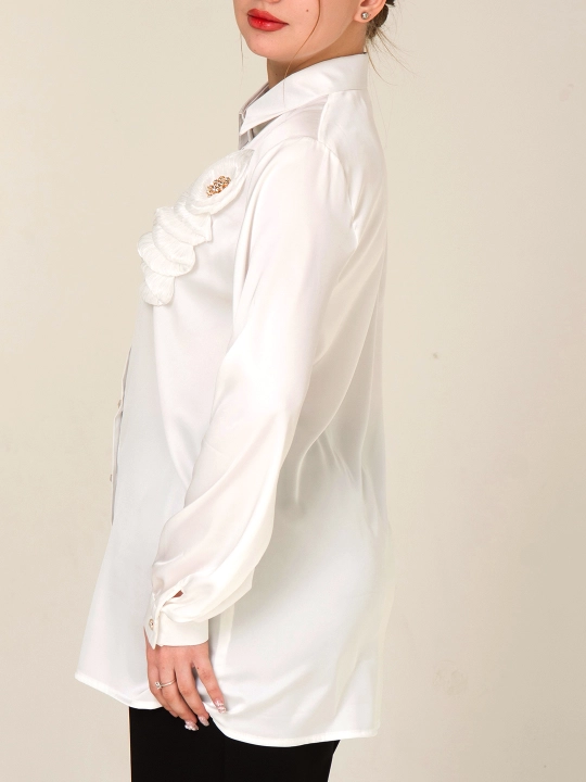 Женская рубашка, c цветочным декором, больших размеров, DEGO, 46-M, 58-5XL