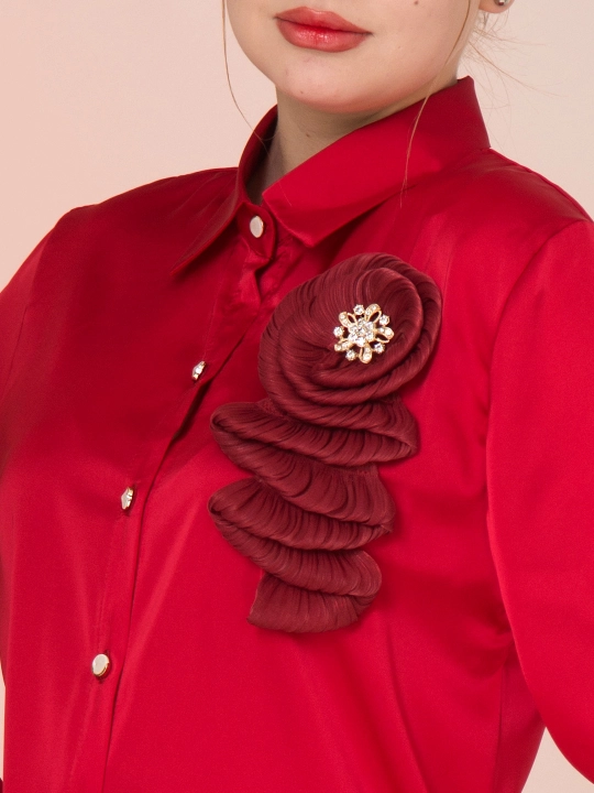 Женская рубашка, c цветочным декором, больших размеров, DEGO, 46-M, 58-5XL
