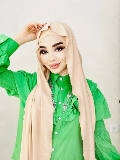 Двухслойный бони-шарф Калифорния, платок для женщин и девушек — HIJABCE-IKKTALI-БЕЖЕВ