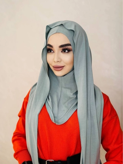 Двухслойный бони-шарф Калифорния, платок для женщин и девушек — HIJABCE-IKKTALI-СЕРЫЙ