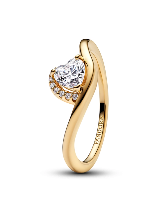 Кольцо PANDORA «Волнистое сердце», покрытие золотом 14K, 163660C01
