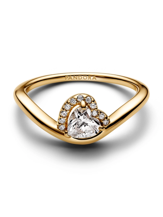Кольцо PANDORA «Волнистое сердце», покрытие золотом 14K, 163660C01