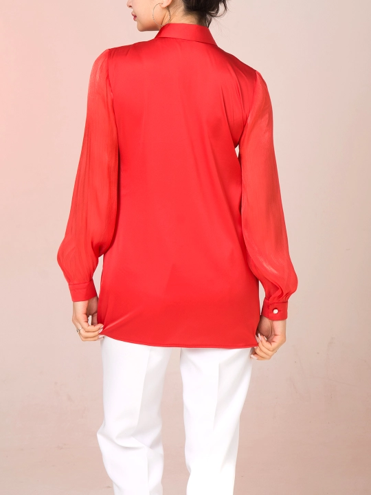 Женская рубашка, с декоративным цветком, DEGO, 44-S  50-2XL