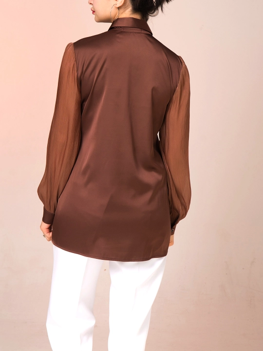 Женская рубашка, с декоративным цветком, DEGO, 44-S  50-2XL