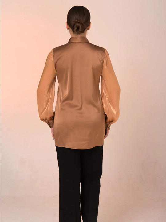 Женская рубашка, с декоративным цветком, DEGO, 44-S  50-2XL