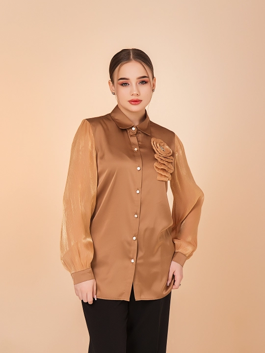 Аyollar ko'ylagi, dekorativ gullar bilan bezatilgan, DEGO, 44-S  50-2XL - 