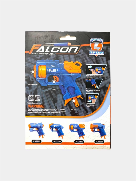Bolalar uchun xavfsiz va yorqin Falcon o'yin pistoleti, kod. 01077