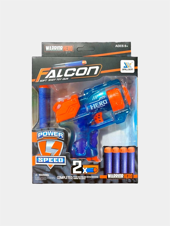 Bolalar uchun xavfsiz va yorqin Falcon o'yin pistoleti, kod. 01077