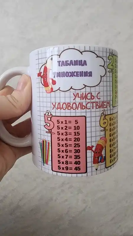 Кружка с таблицей умножения для детей — обучающая, полезный подарок школьнику
