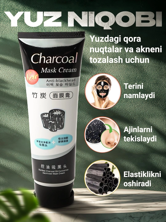 Dexe tozalovchi qora yuz niqobi, qora nuqta va akne uchun, 120 gr - 