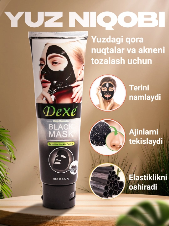 Dexe tozalovchi qora yuz niqobi, qora nuqta va akne uchun, 120 g - 