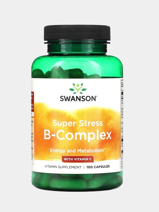 Swanson, B guruh (B-complex) vitaminlari C vitamini bilan, kapsulalar