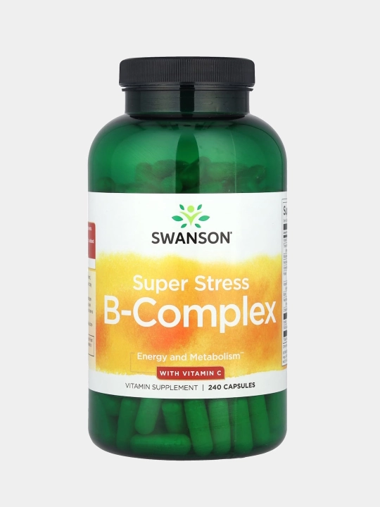 Swanson, B guruh (B-complex) vitaminlari C vitamini bilan, kapsulalar